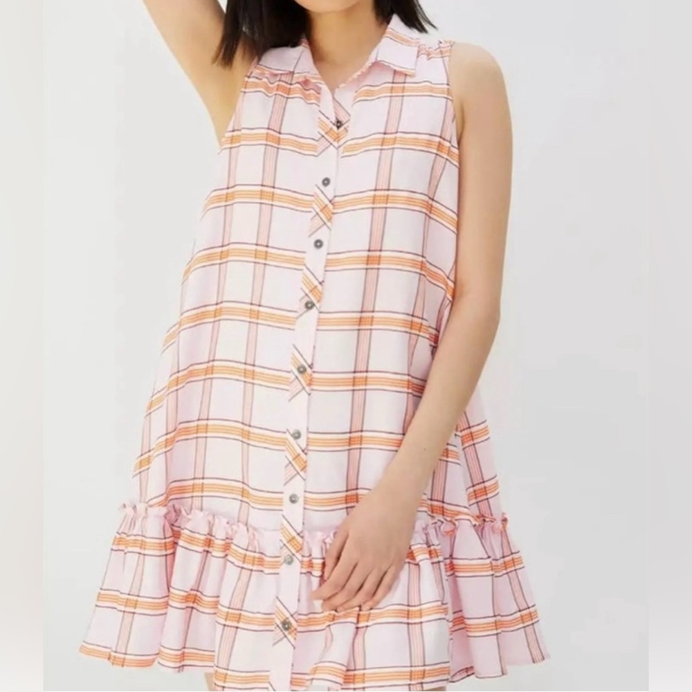 Maeve Pink and Orange Plaid Dress